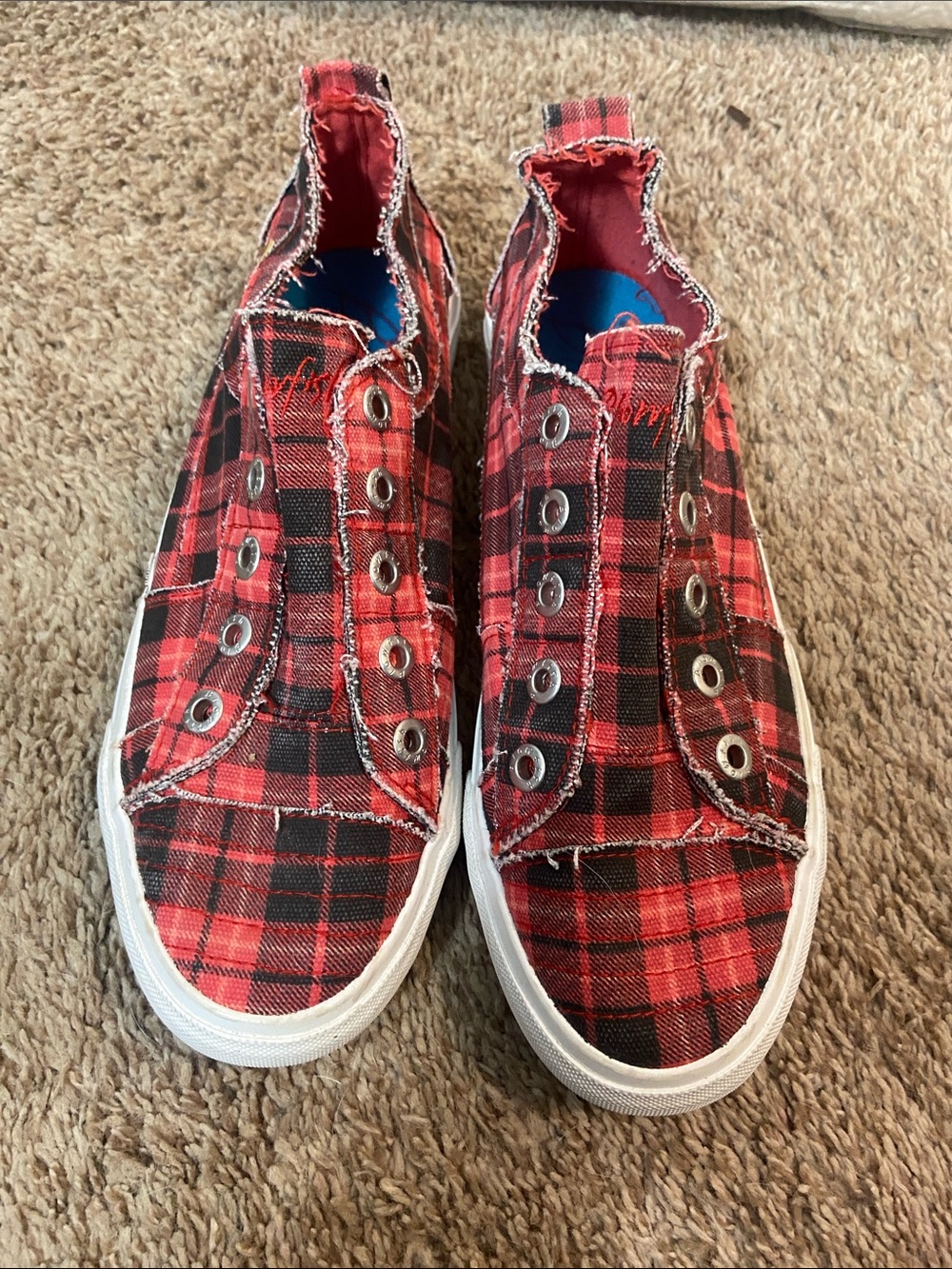Red Plaid Slip-On Sneakers Blowfish